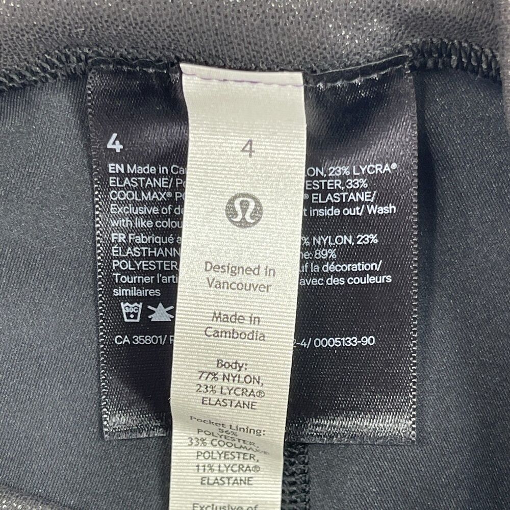 Lululemon Wunder Train 25 In Foil Leggings Womens 4 Black Stretch Yoga Running - Picture 7 of 9